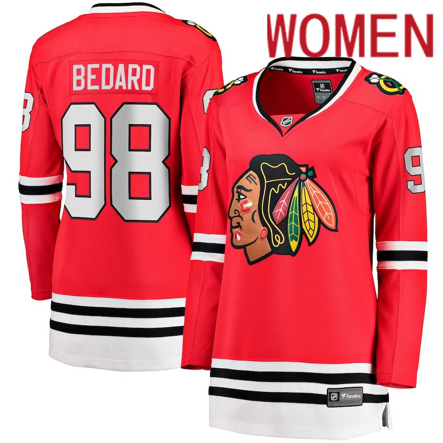 Women Chicago Blackhawks #98 Connor Bedard Fanatics Branded Red 2023 NHL Draft Home Breakaway Player Jersey->indiana pacers->NBA Jersey